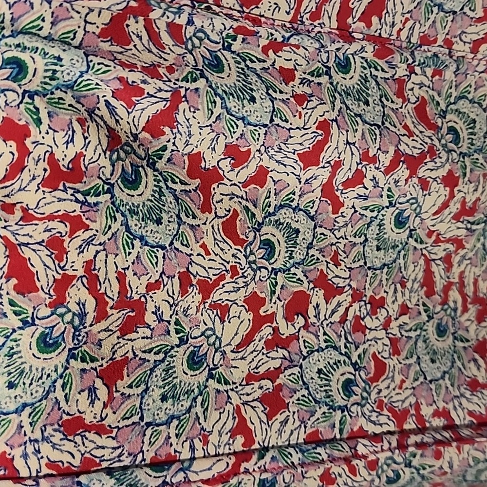 LOFT Floral V-Neck Sleeveless Blouse Size Large PTP 23in. Length 25/28 In - Picture 3 of 7